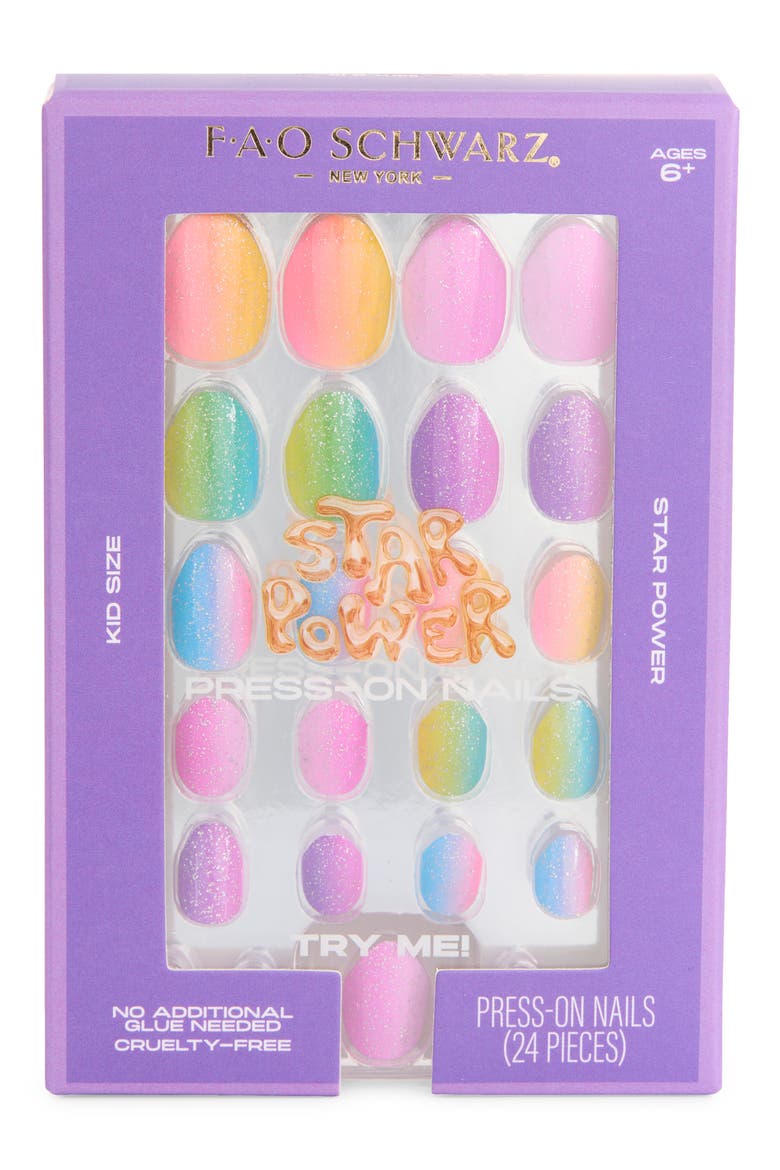 Kids' Rainbow 24-Piece Press-On Nails Set, Main, color, OPEN MISCELLANEOUS