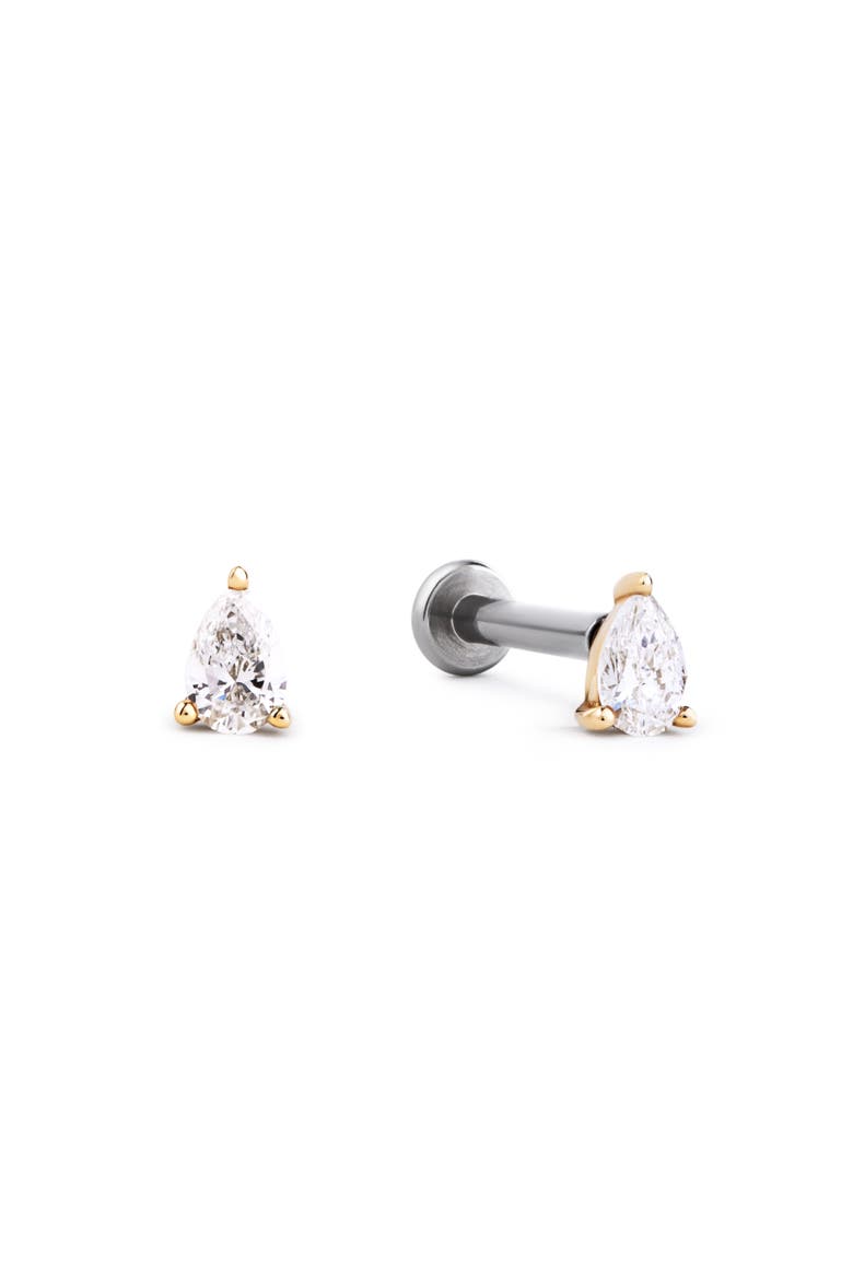 Solid Yellow Gold - Diamond Pear Flatback Studs, Main, color, Gold