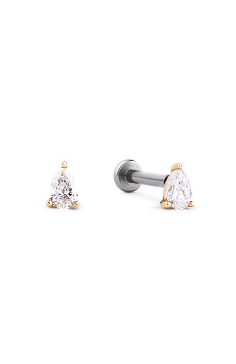 Solid Yellow Gold - Diamond Pear Flatback Studs
