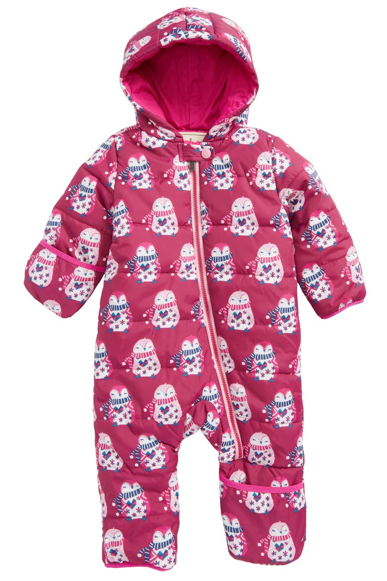 Winter Bundler Quilted Water-Resistant Hooded Snowsuit, Main, color, COZY PENGUIN