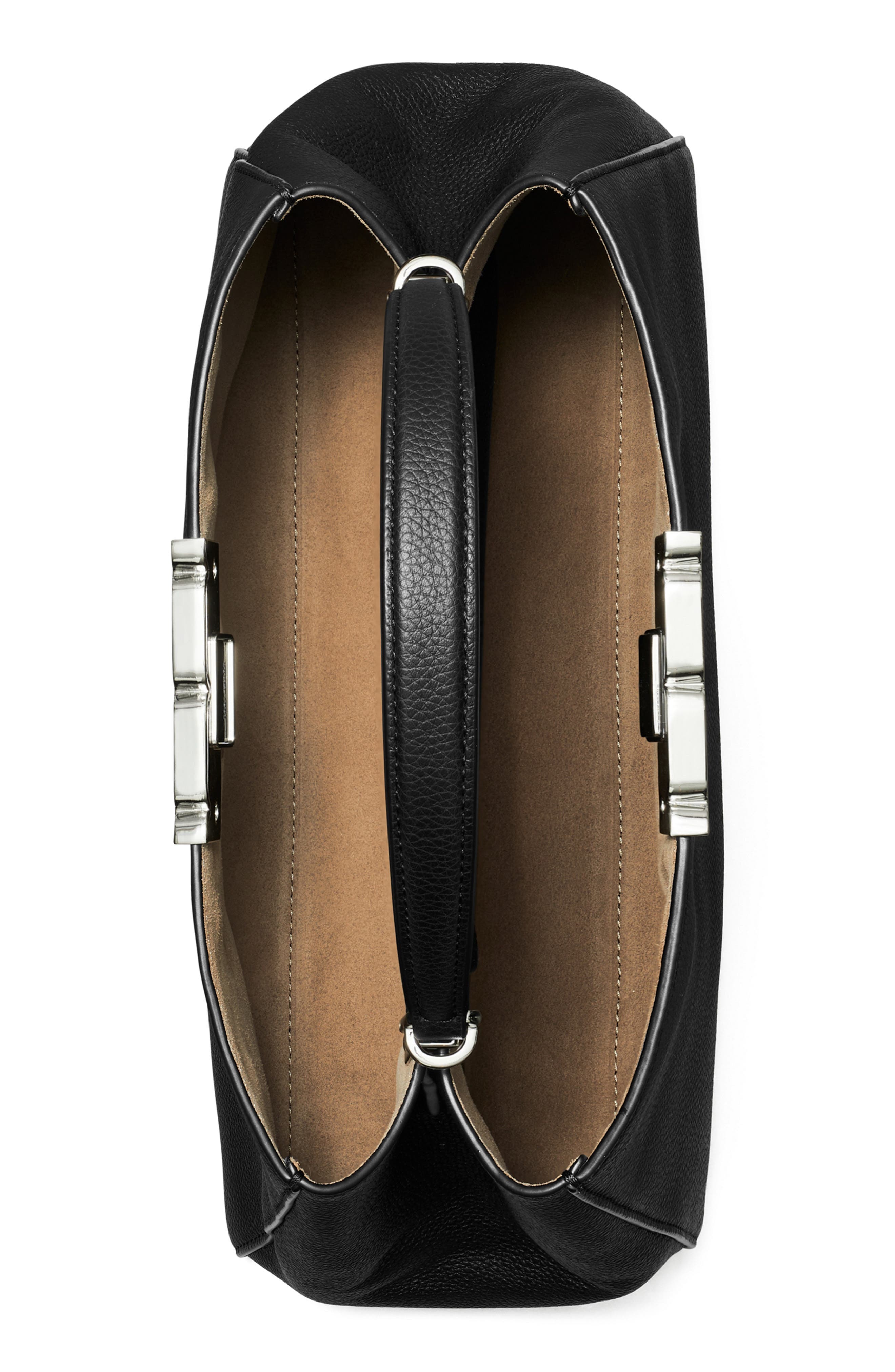 Tory Burch Eleanor Soft Leather Satchel, Alternate, color, Black