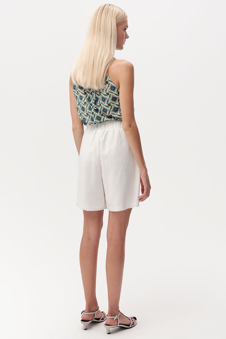 Carressa Elasticated Waist Linen Woven Shorts, Alternate, color, White