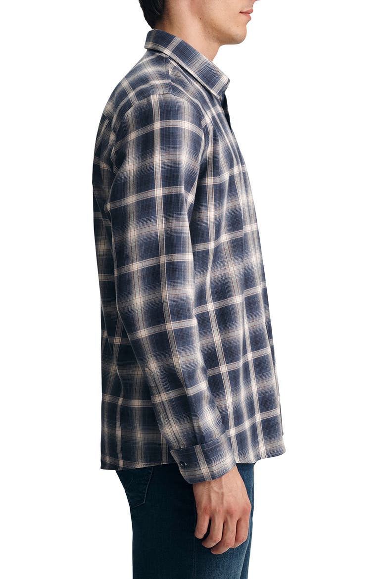 Plaid Cotton Button-Up Shirt, Alternate, color, NAVY