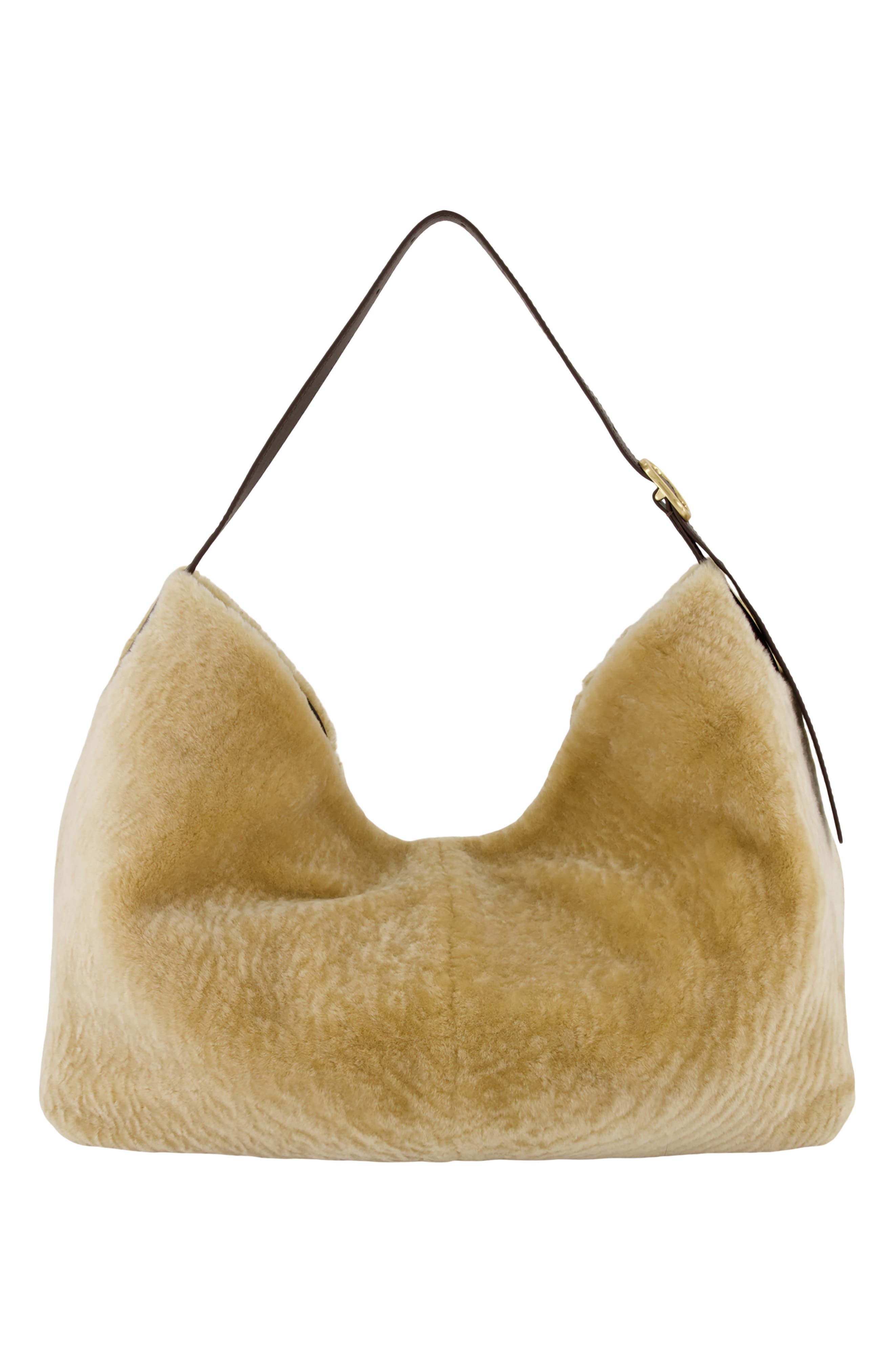 Vivian Medium Shearling Hobo, Alternate, color, CREAM