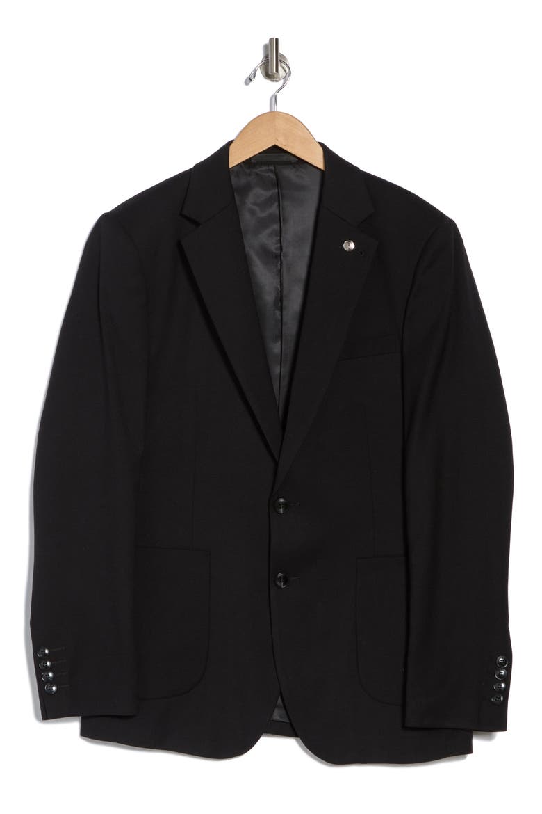 Slim Fit Sharkskin Blazer, Alternate, color, BLACK