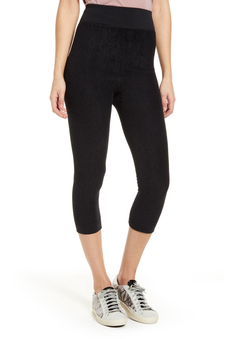 Reversible Terry Capri Leggings, Alternate, color, BLACK