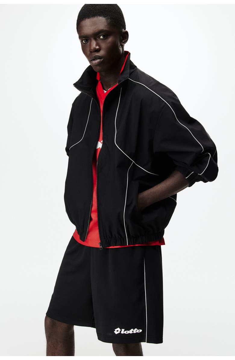H&M Relaxed Fit Football Shorts, Main, color, Black/Lotto
