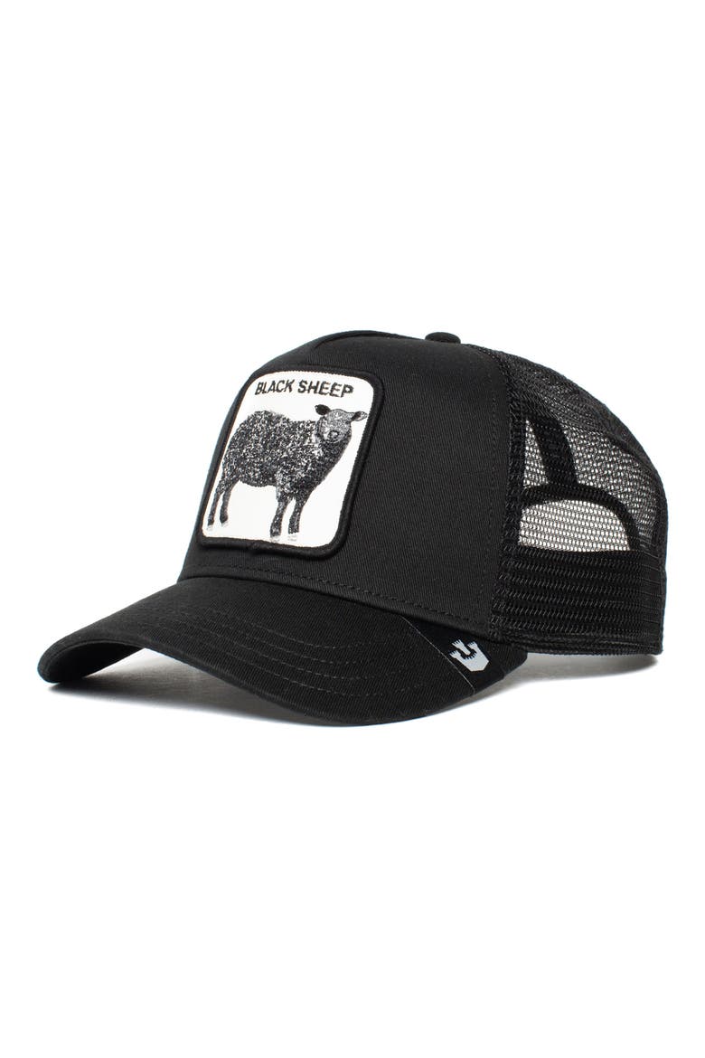 The Black Sheep Patch Trucker Hat, Main, color, BLACK