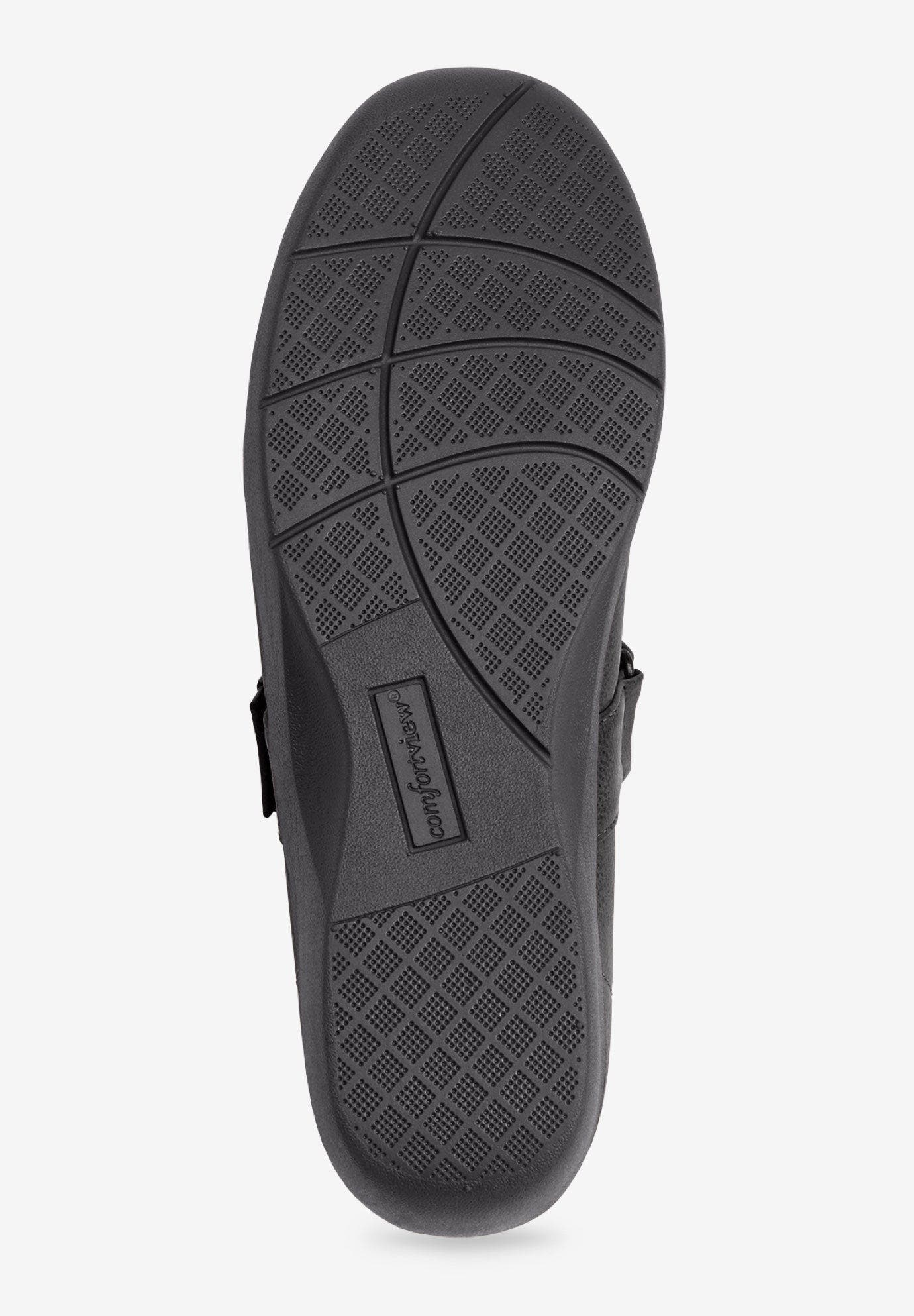 Comfortview The Carla Mary Jane Flat, Alternate, color, Black