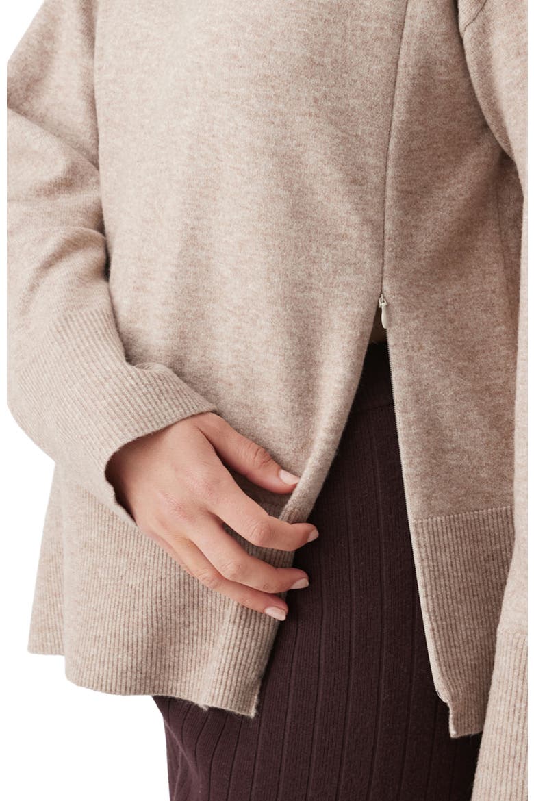 Finley Maternity/Nursing Knit Hoodie, Alternate, color, Latte