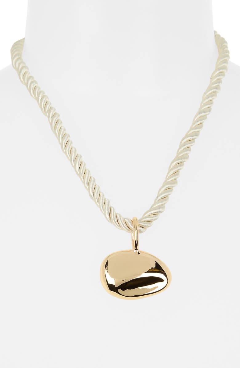 NORDSTROM RACK Twisted Cord Sculpted Pendant Necklace, Alternate, color, Natural- Gold