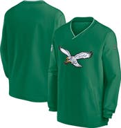 Nike Men's Nike Kelly Green Philadelphia Eagles 2024 Sideline Throwback Logo Long-Sleeve V-Neck Windshirt