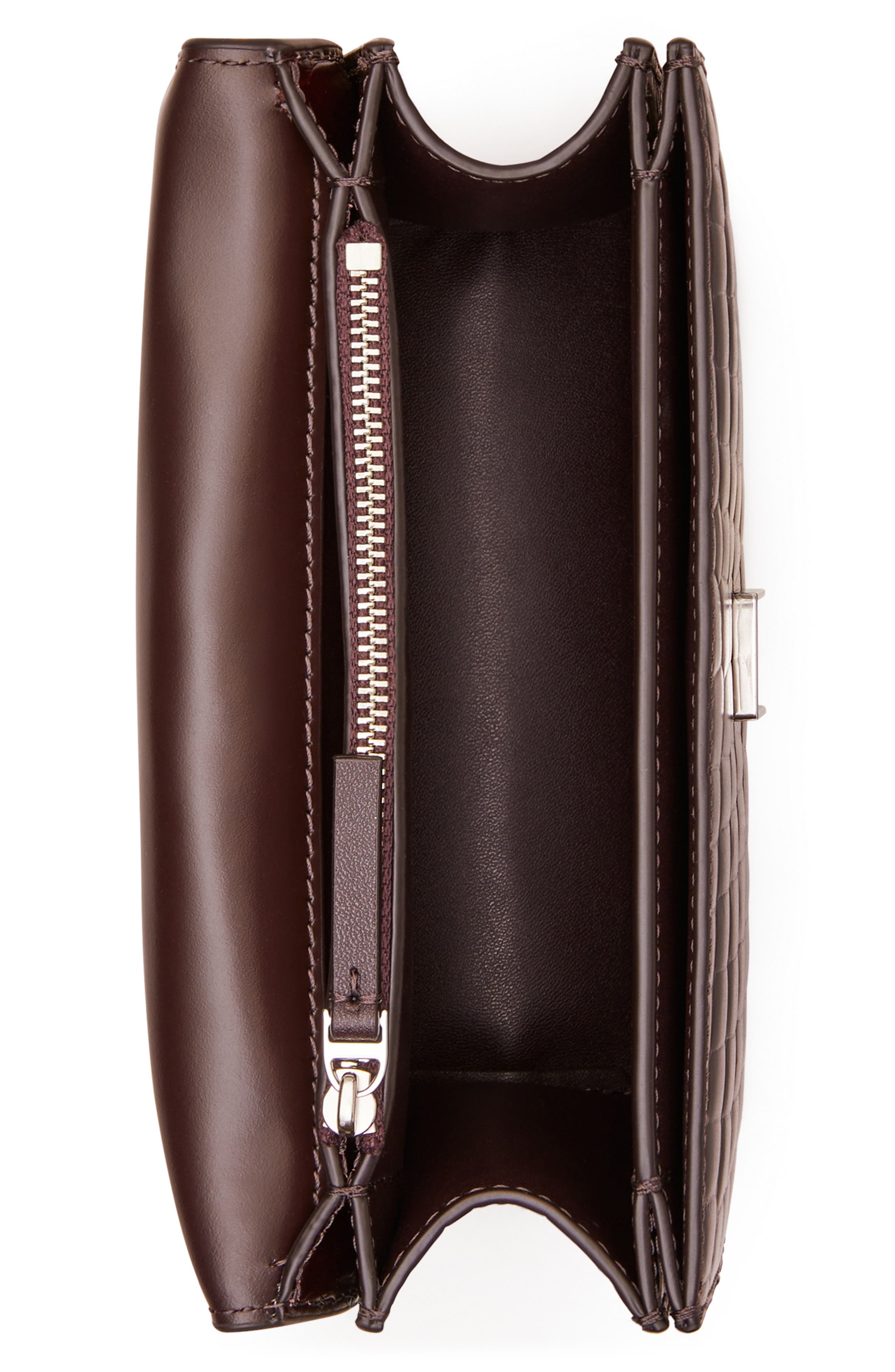 Small Eleanor Convertible Croc Embossed Leather Shoulder Bag, Alternate, color, ALBAROSSA