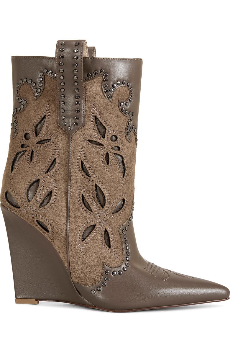 AZALEA WANG Talayah Western Wedge Bootie, Alternate, color, Brown