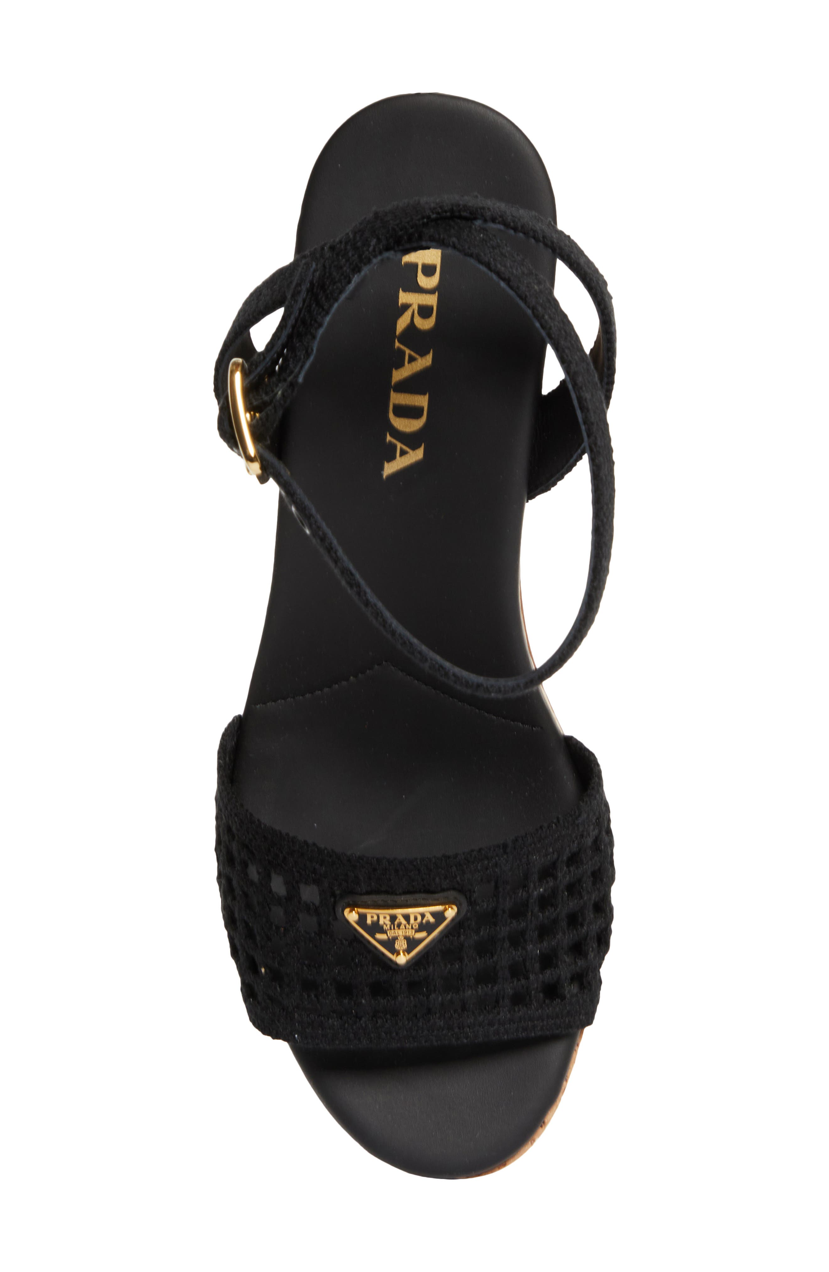 Prada Crochet Cork Platform Sandal, Alternate, color, 