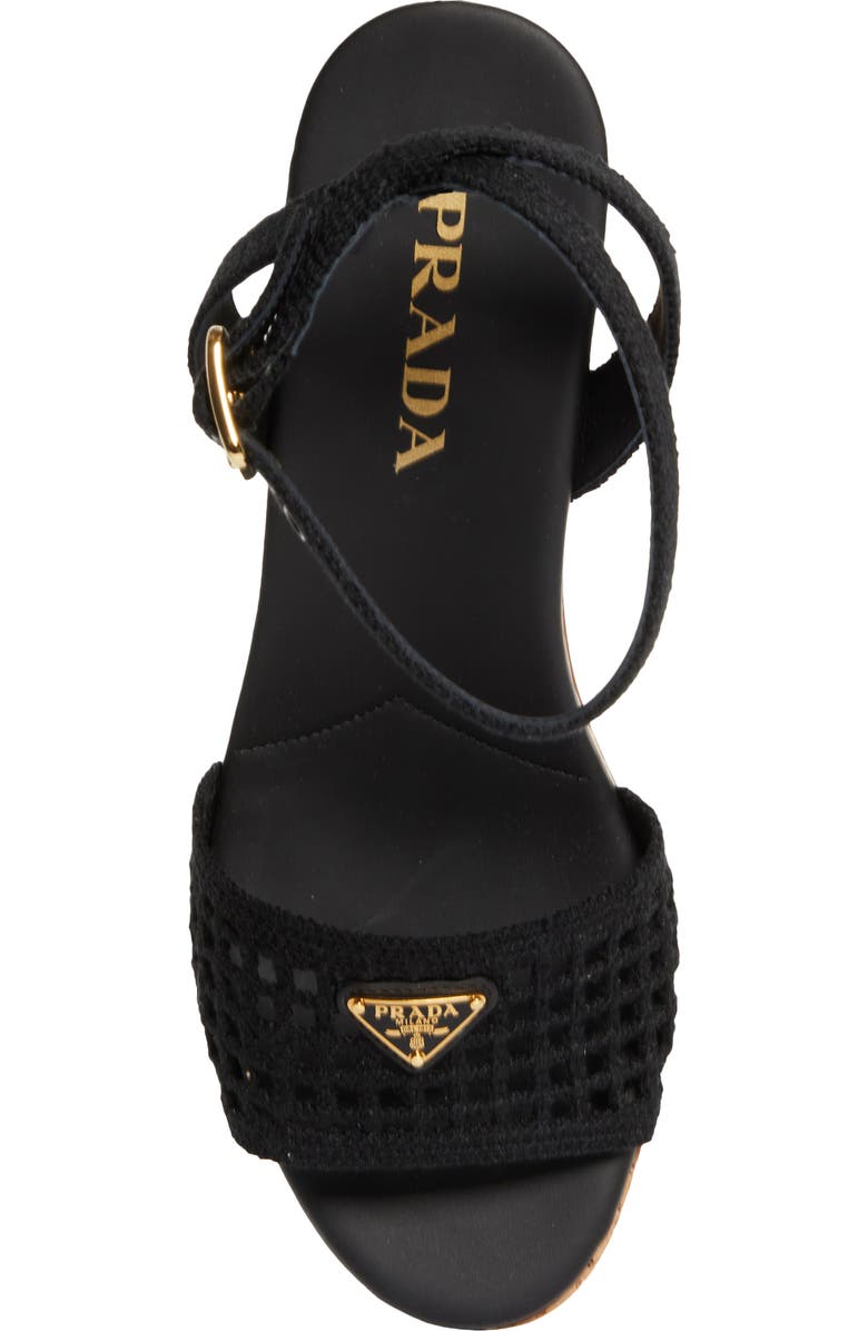 Prada Crochet Cork Platform Sandal, Alternate, color,