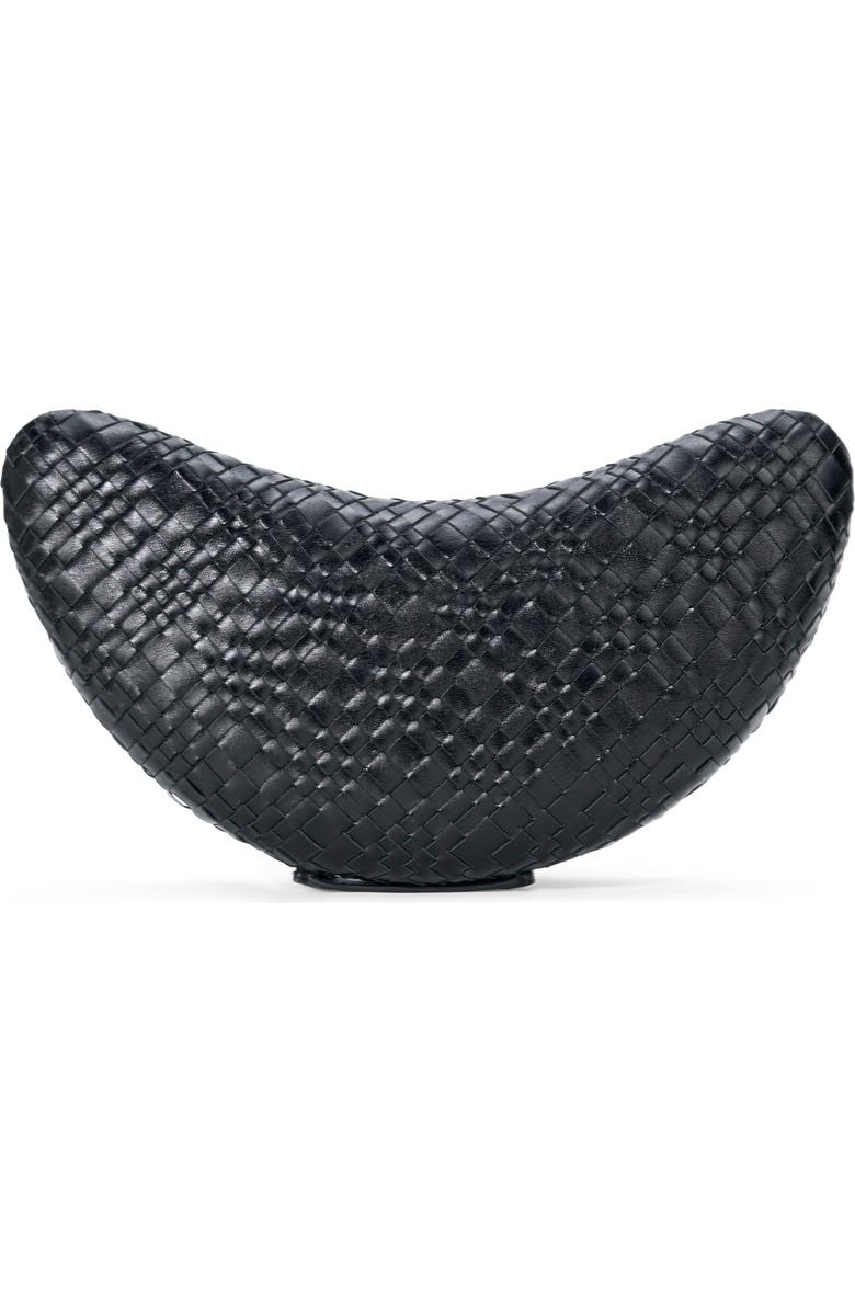 STAUD Crescent Leather Clutch, Main, color, Black