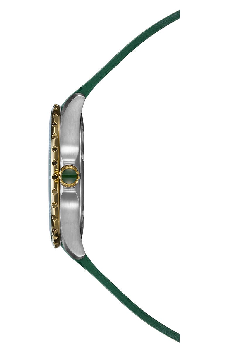 BALMAIN WATCHES Ophrys Rubber Strap Watch, 42.5mm, Alternate, color, Bicolor Stainless Steel/ Green