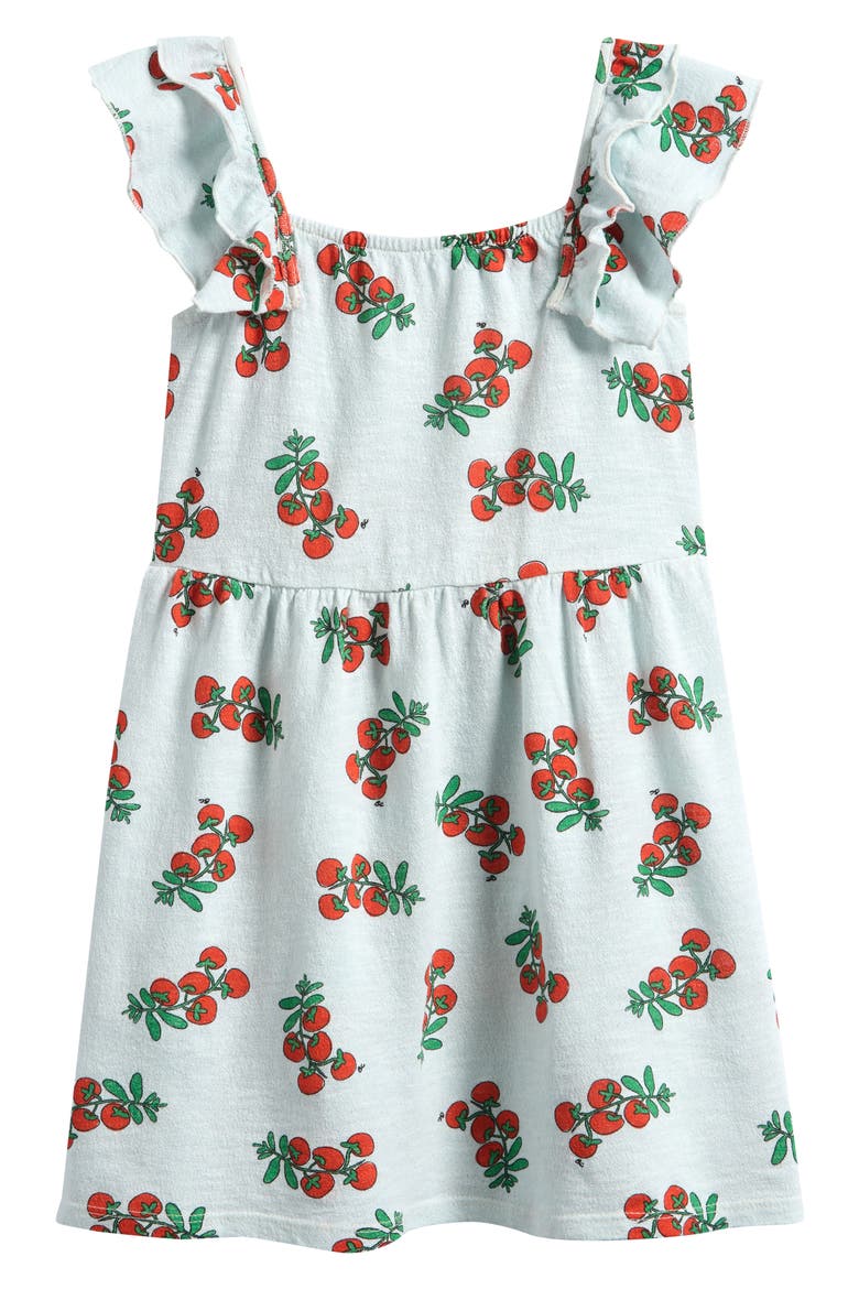 Kids' Juicy Tomatoes Print Organic Cotton Dress, Main, color, LIGHT BLUE