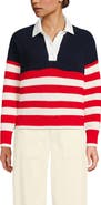 Lands' End Drifter Rugby with Woven Collar Sweater