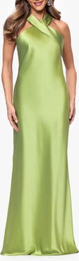 Xscape Evenings Halter Neck Satin Trumpet Gown