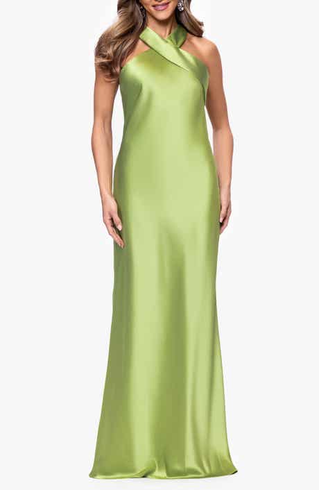 Halter Neck Satin Trumpet Gown