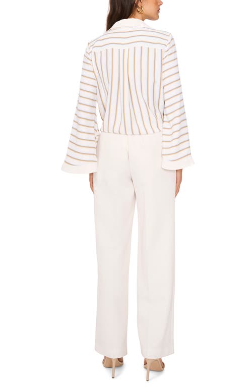 Shop Vince Camuto Stripe Tie Front Button-up Shirt In New Ivory