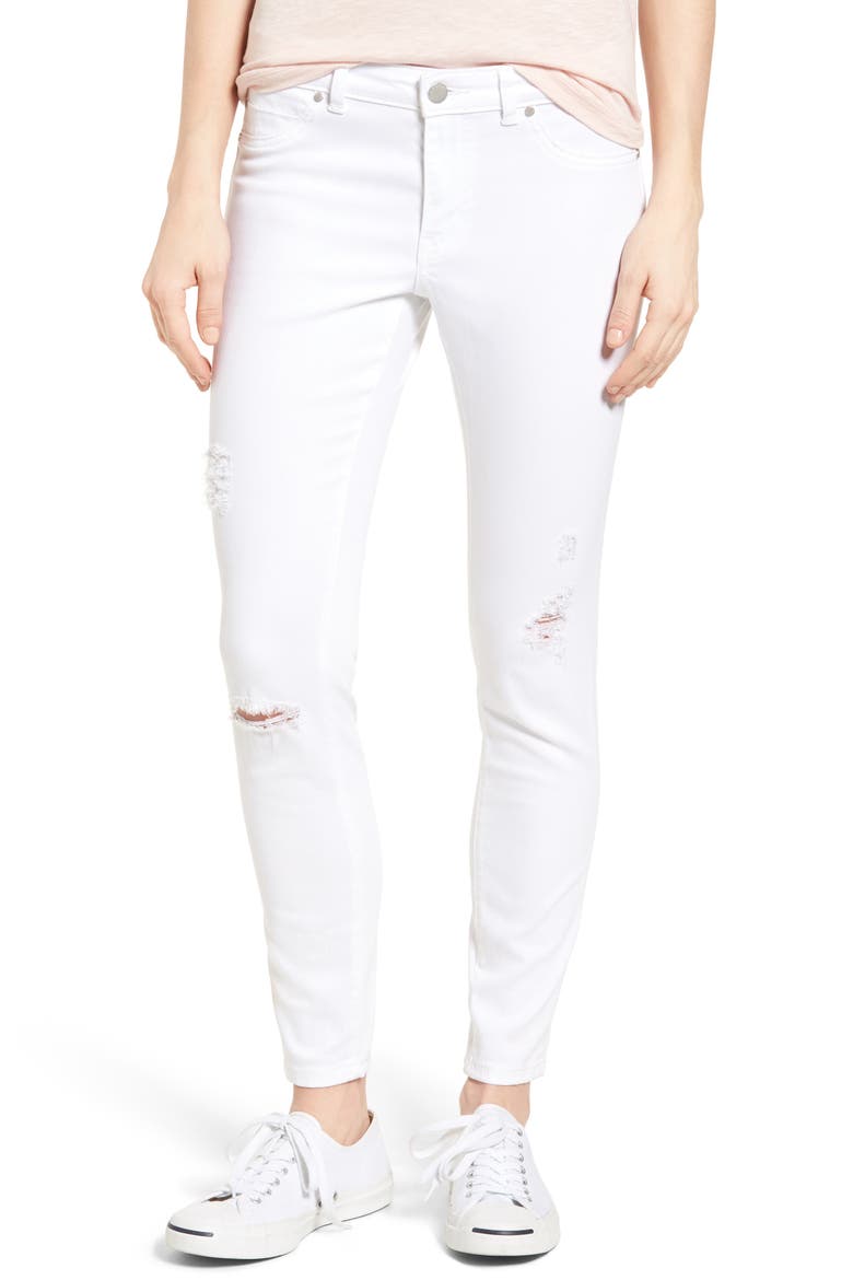 Distressed Skinny Jeans, Main, color, WHITE