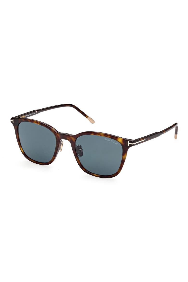 52mm Round Sunglasses, Alternate, color, DARK HAVANA / BLUE