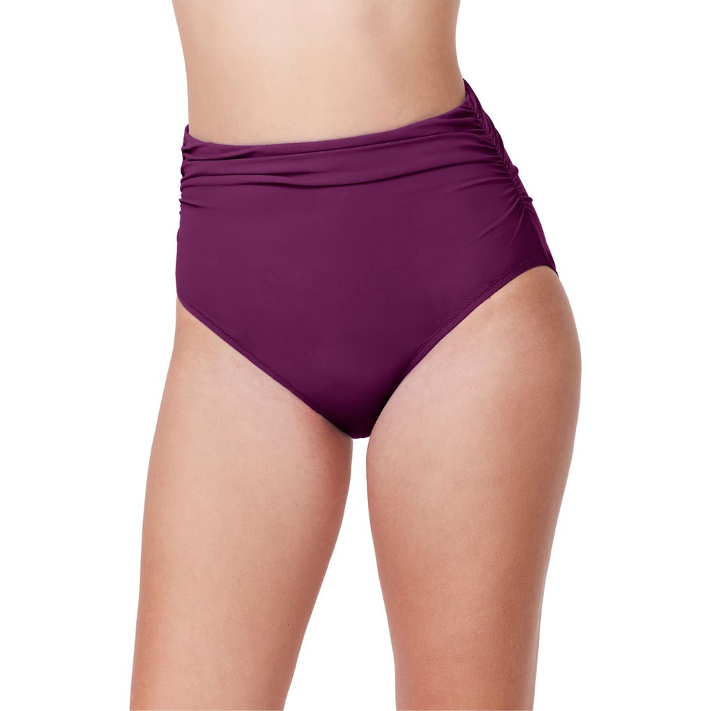 Profile By Gottex Tutti Frutti Shirred High Waist Swim Bottom In Purple