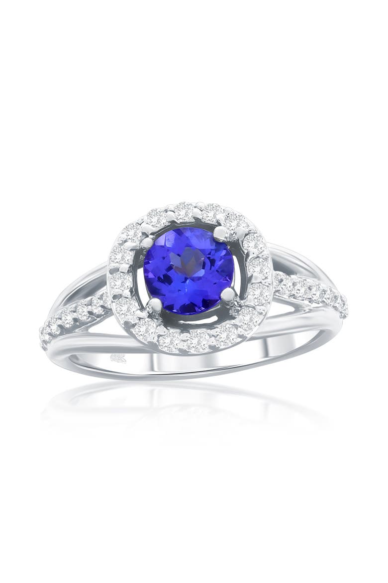 14K White Gold 1.61ct Tanzanite & 0.30cttw Diamond Ring, Main, color, Blue