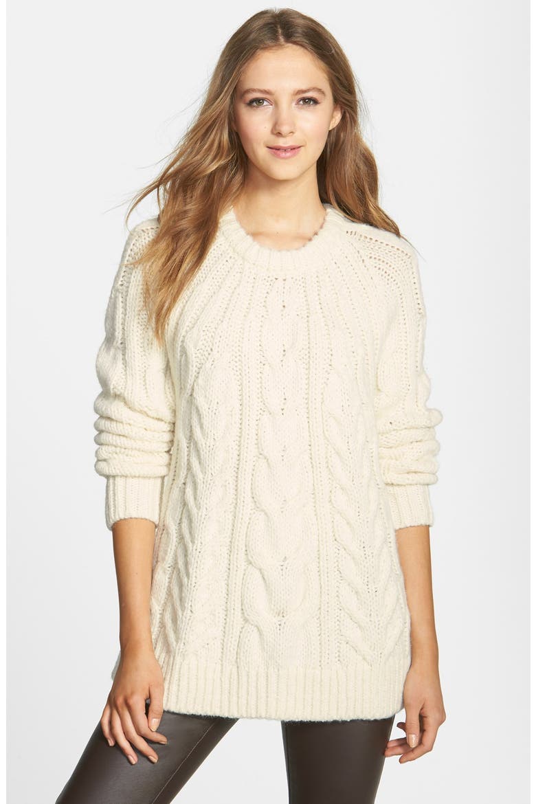Cable Knit Sweater, Main, color, CREAM