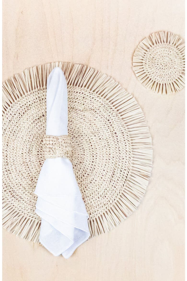 Raffia Fringe Placemats, Set of 2, Alternate, color, Natural