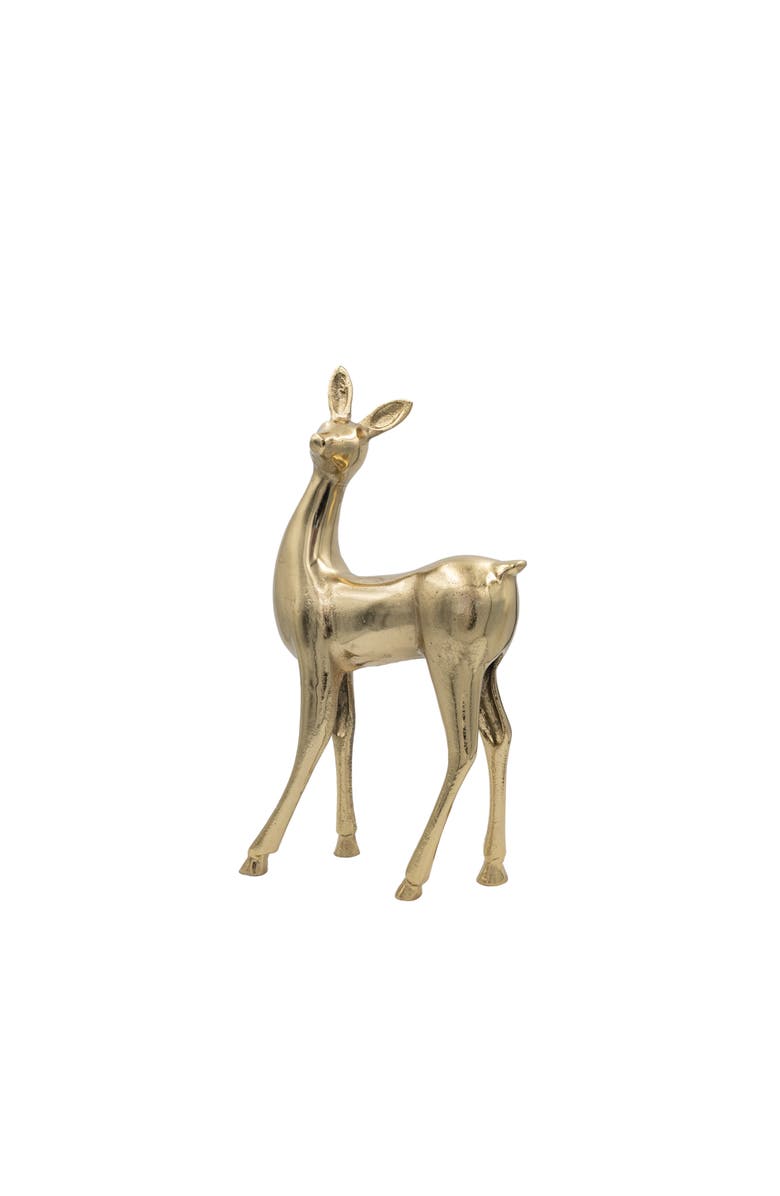 Storied Home Cast Aluminum Deer, Gold Finish, Main, color, Gold