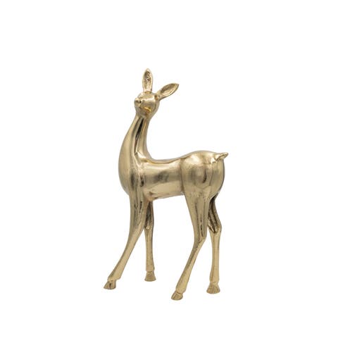 Cast Aluminum Deer, Gold Finish
