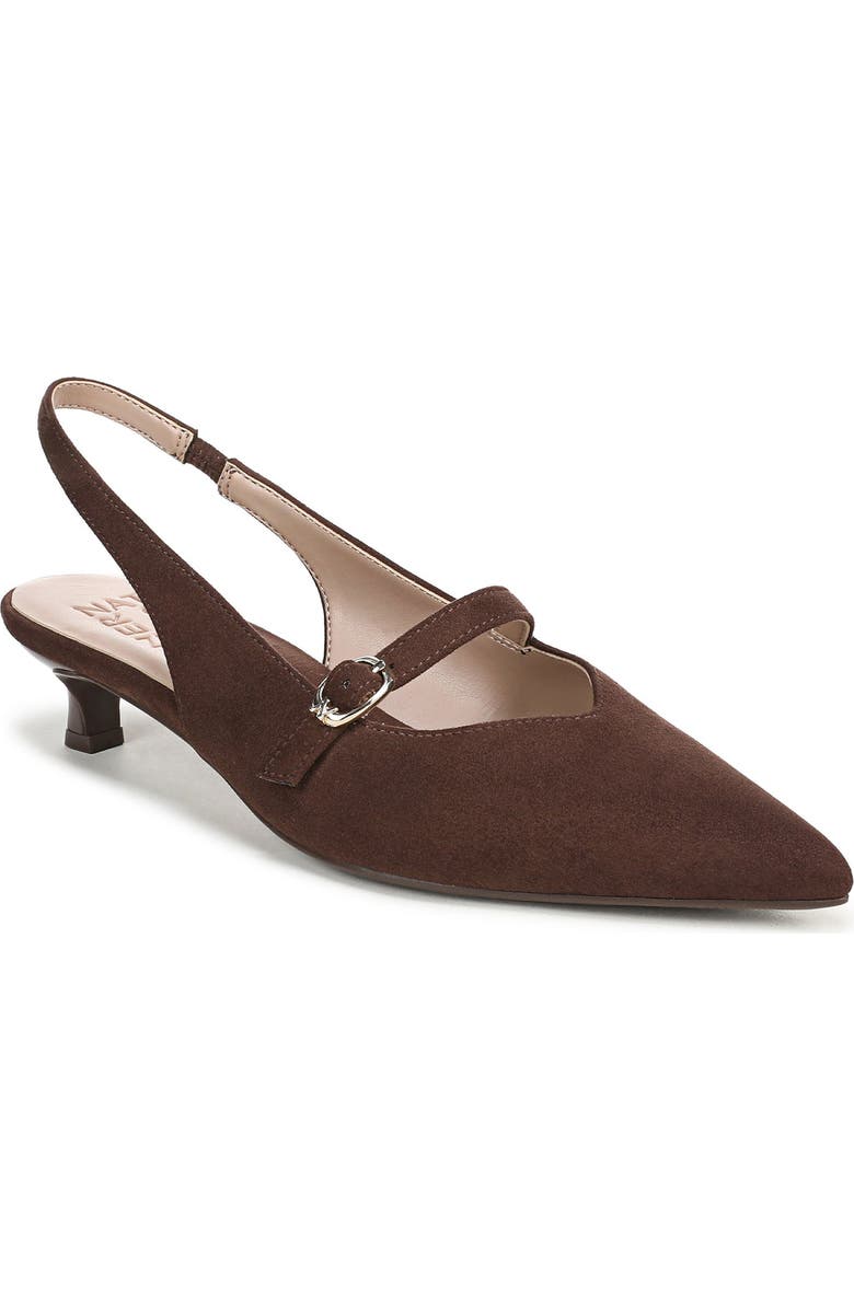 Naturalizer Grayson Mary Jane Kitten Heel Pump - Wide Width Available, Main, color, Chocolate Brown Fabric