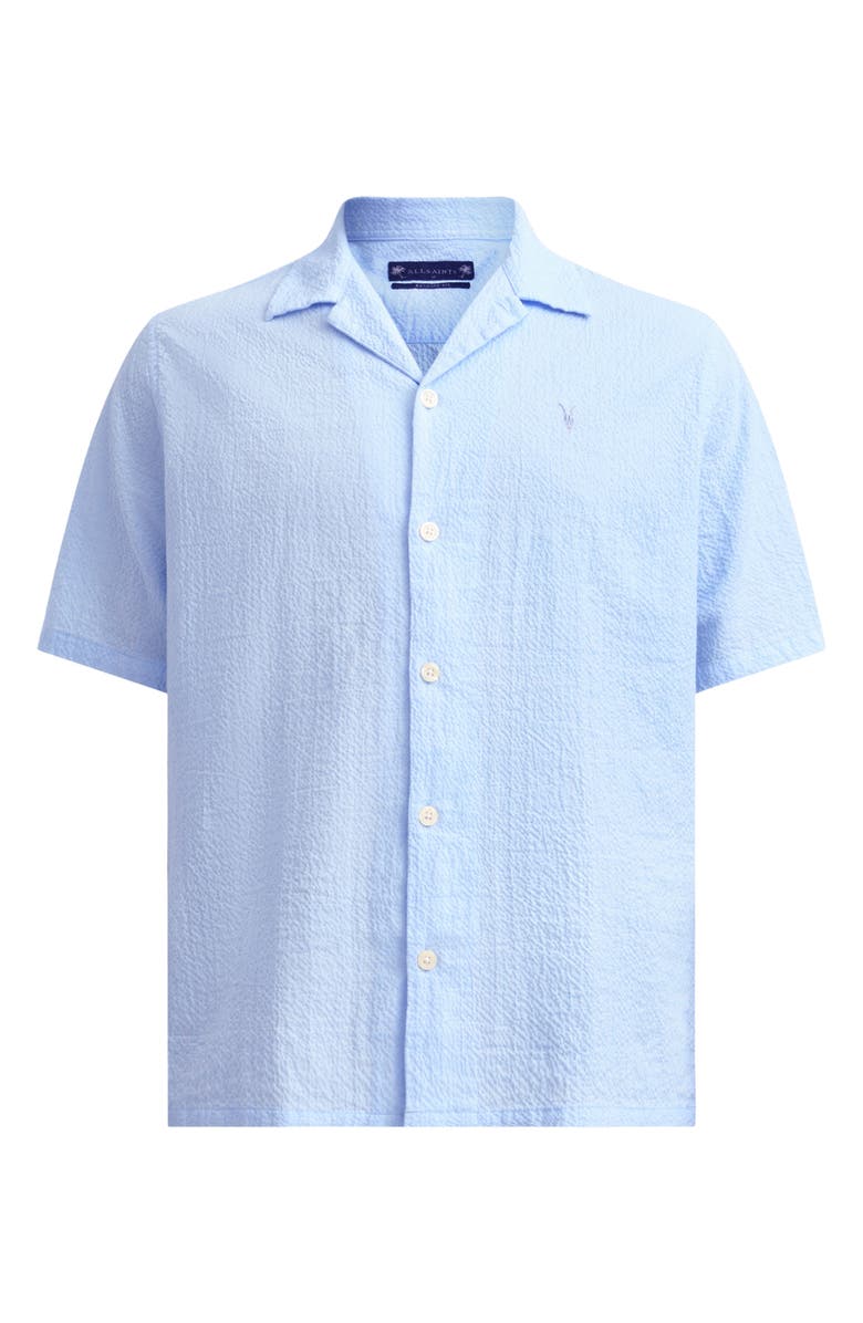 AllSaints Valmer Short Sleeve Button-Up Shirt, Alternate, color, Shore Blue