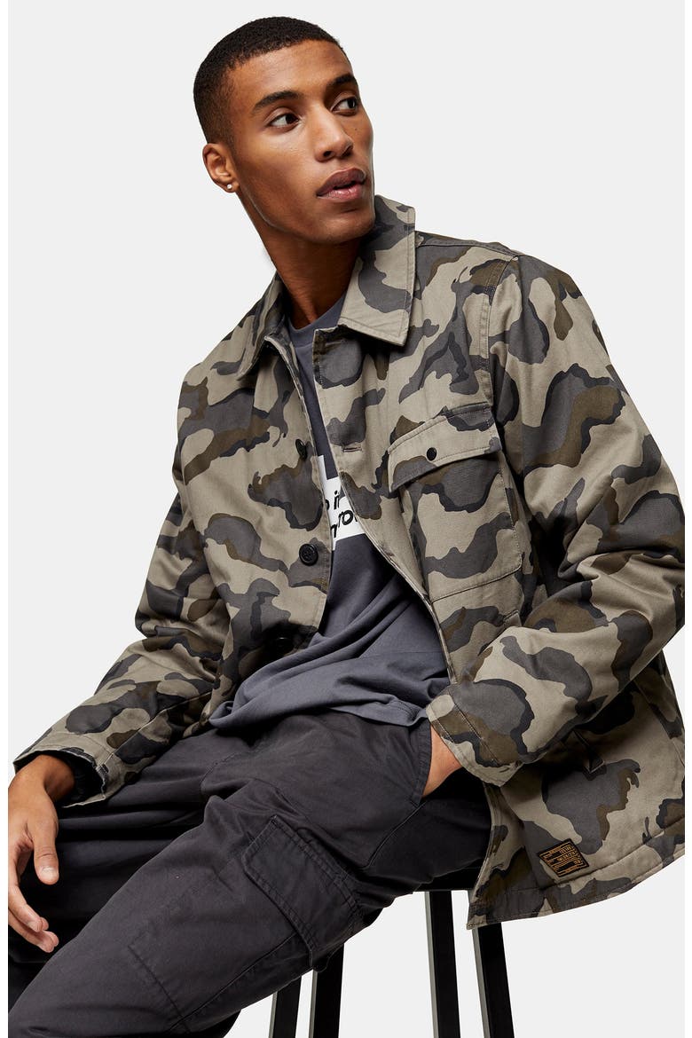 Camouflage Classic Fit Deck Jacket, Alternate, color, OLIVE