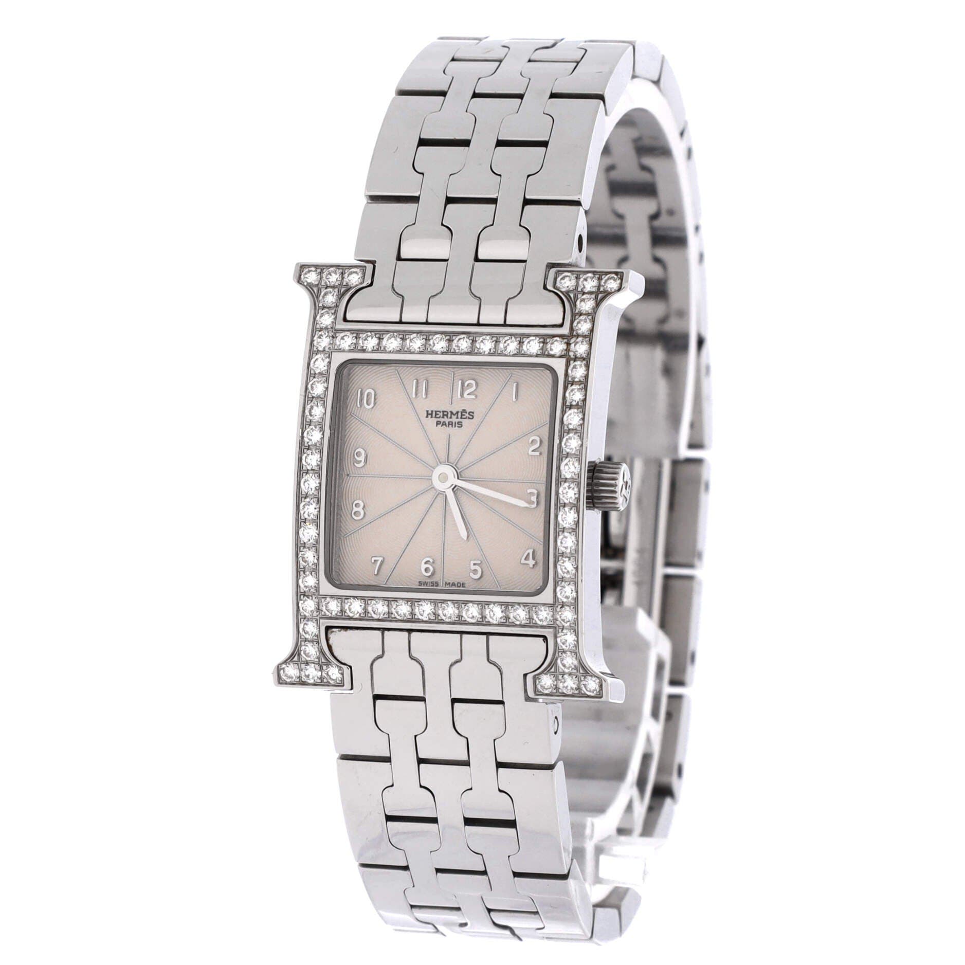 Heure H Quartz Watch Stainless Steel with Diamond Bezel 21, Alternate, color, Metallic Silver