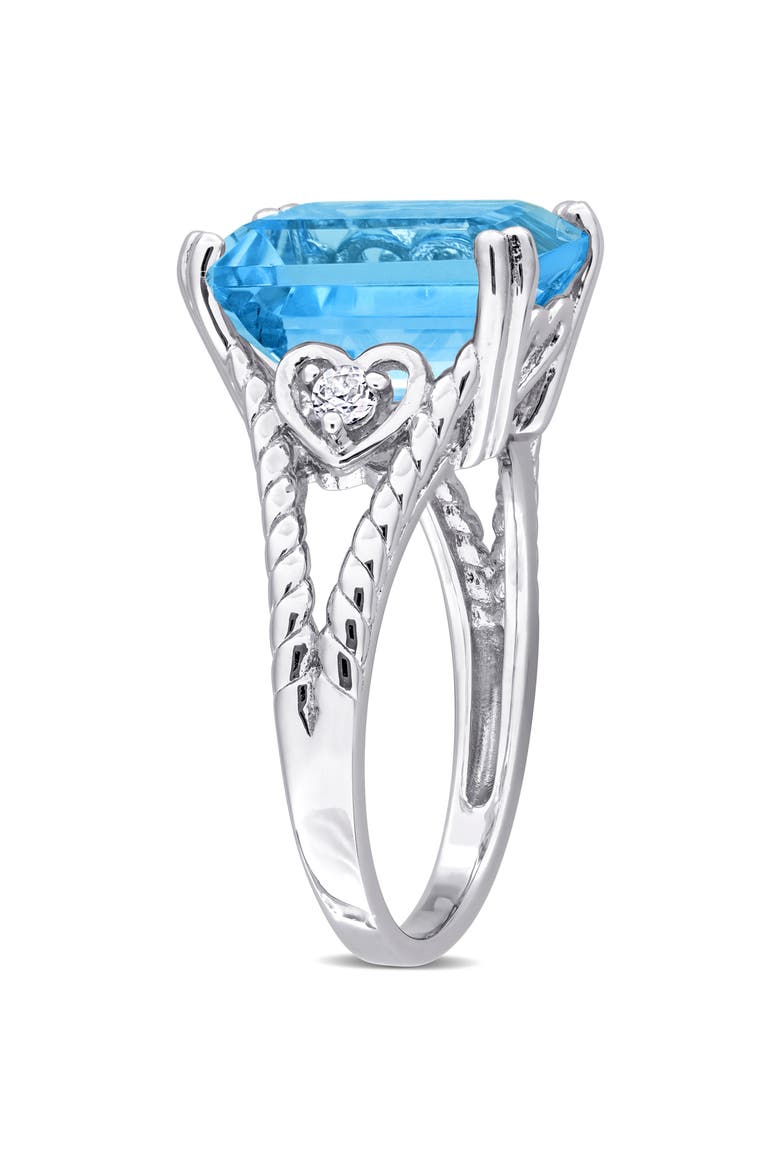 Sterling Silver White & Blue Topaz Octagon Cut Ring, Alternate, color, BLUE