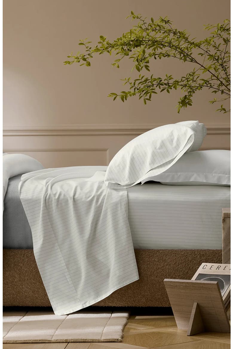 Set of 2 Stripe Percale Hemmed Pillowcases, Alternate, color, WHITE/ OAK