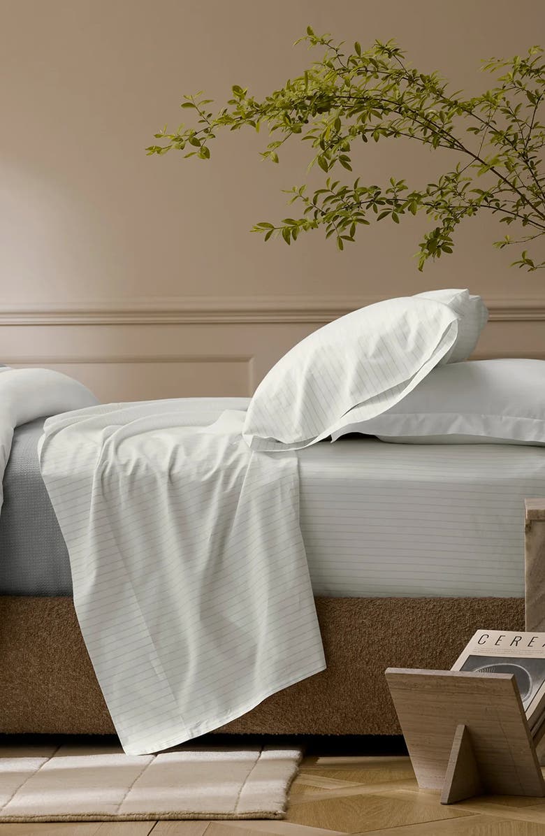 Boll & Branch Set of 2 Stripe Percale Hemmed Pillowcases, Alternate, color, White/ Oak