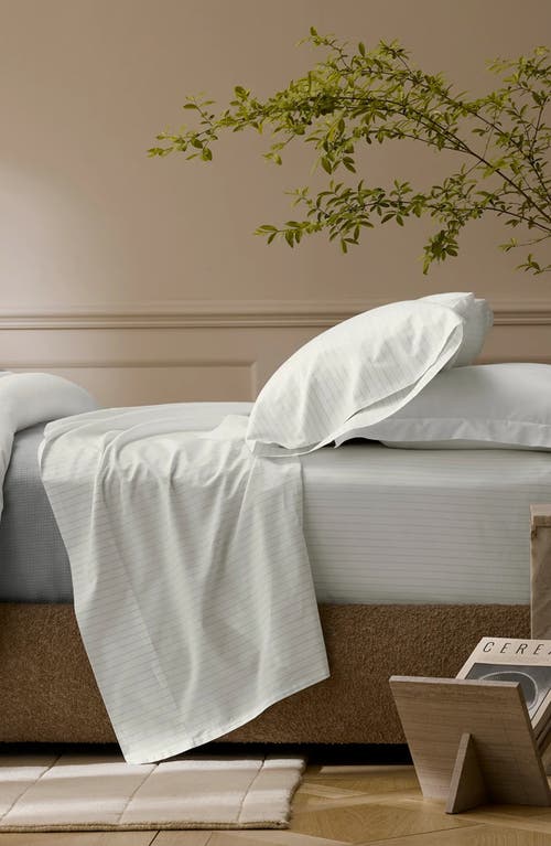 Boll & Branch Stripe Percale Hemmed Sheet Set In White
