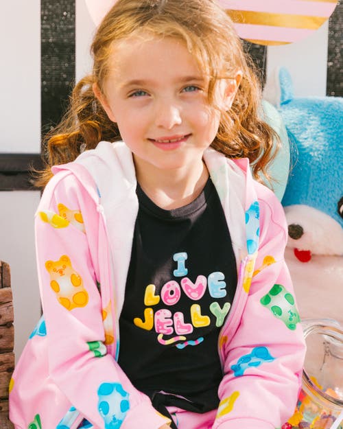DEUX PAR DEUX DEUX PAR DEUX GIRL'S ORGANIC COTTON TEE WITH PRINT AND KNOT BLACK AND MULTICOLORED 