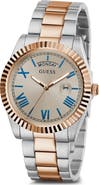 GUESS Connoisseur Day/Date Two-Tone Bracelet Watch, 42mm