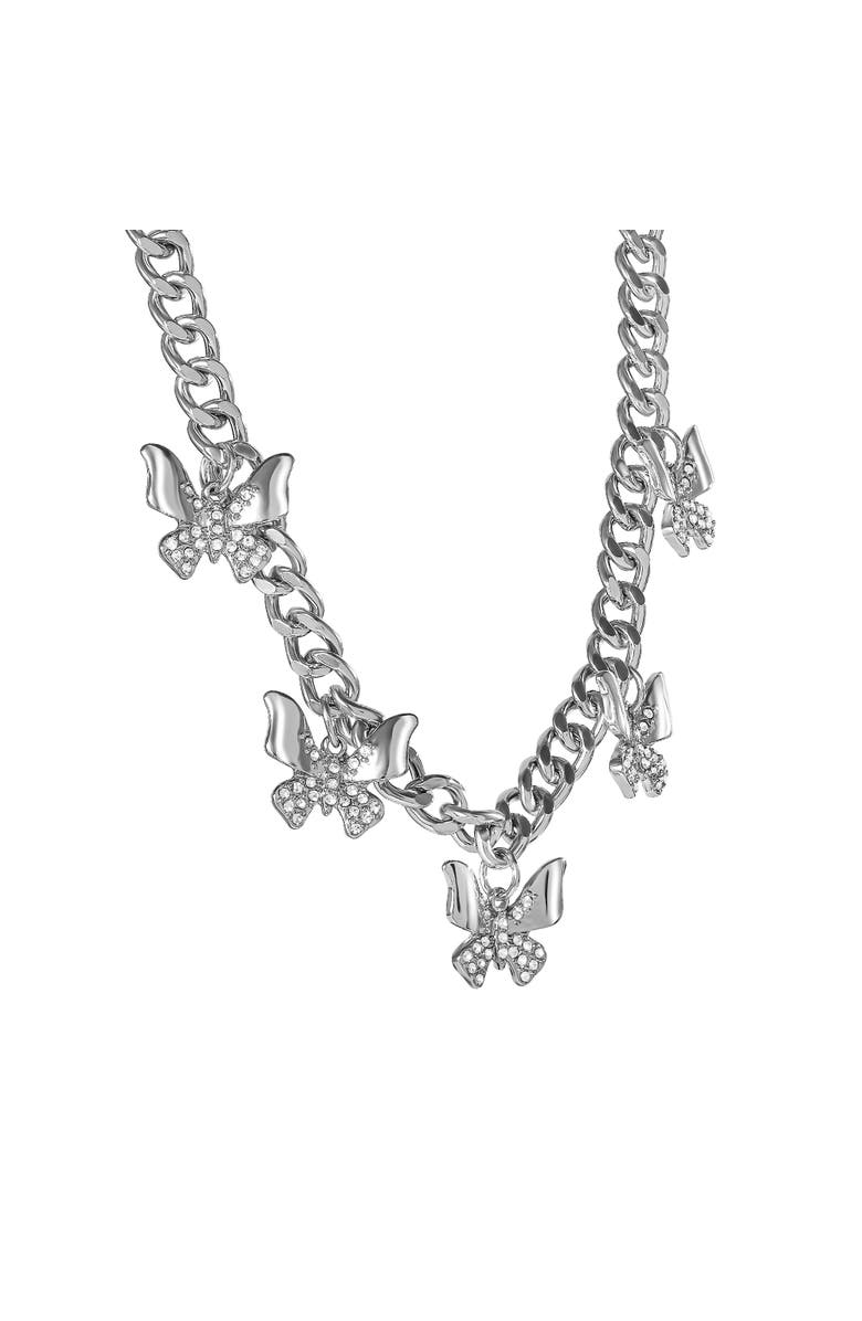 Jessica Simpson Chunky Butterfly Necklace, Main, color, Silver