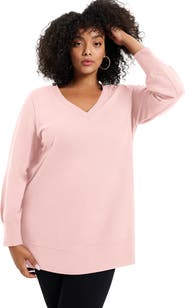 June + Vie V-Neck French Terry Sweatshirt