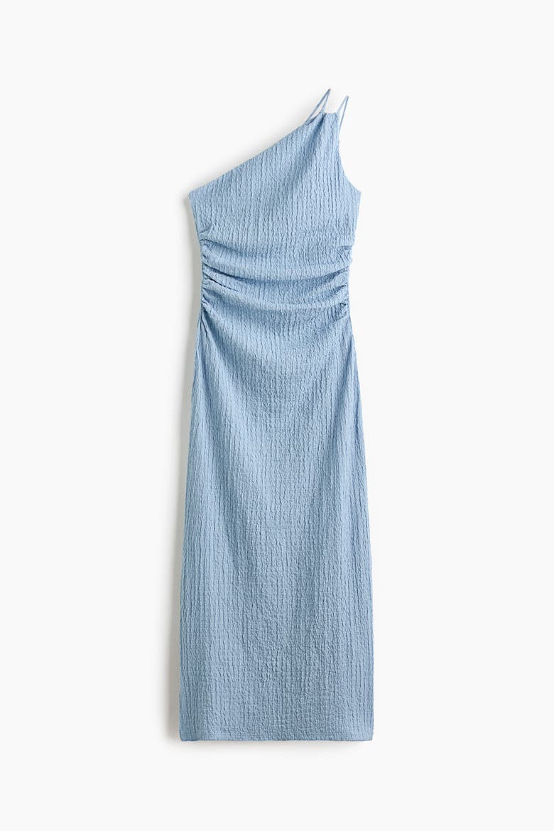 Crinkled One-shoulder Dress, Alternate, color, Light blue