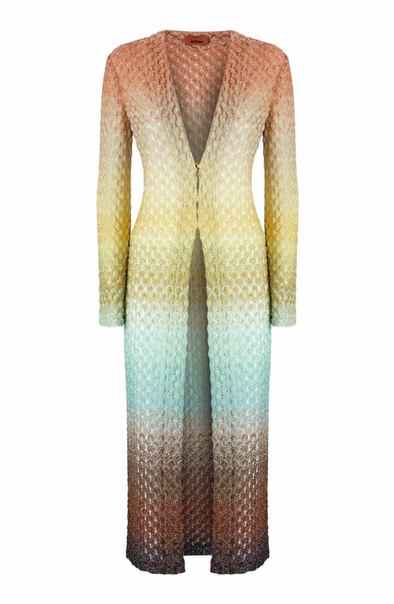 Missoni Long Cardigan In Lace And Lamé, Alternate, color, Multicoloured