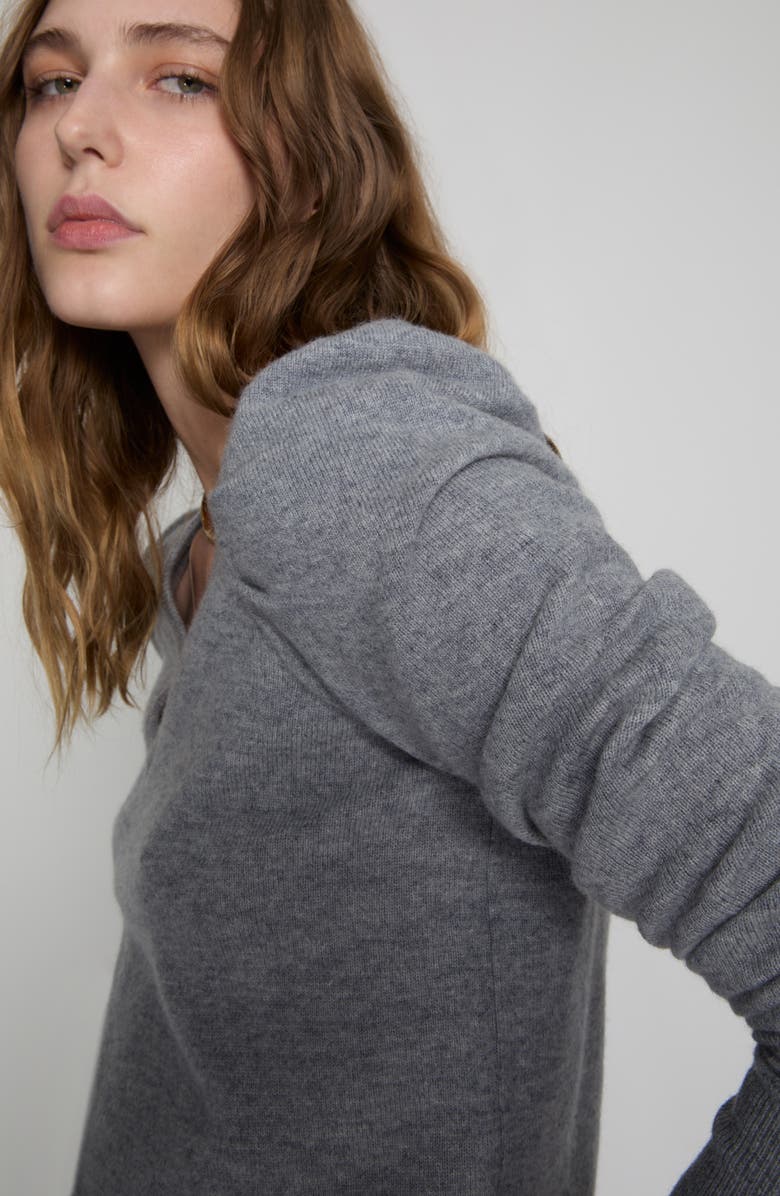 Rebecca Minkoff Janine Puff Shoulder Merino Wool V-Neck Sweater, Alternate, color,